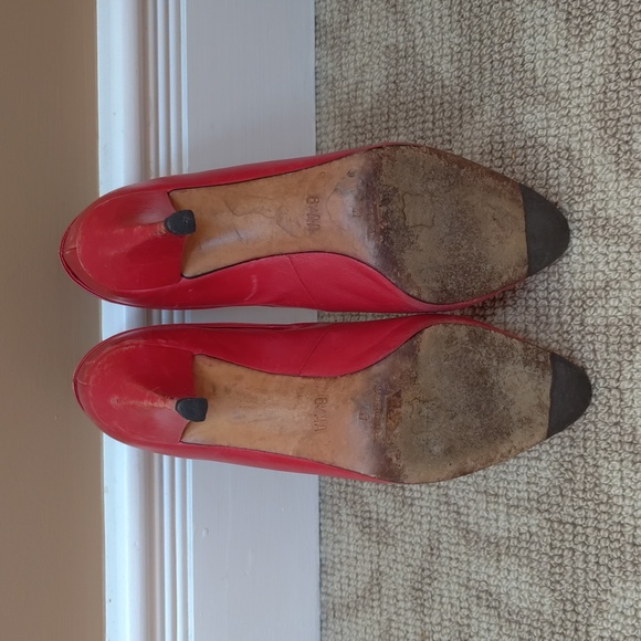 Vintage red leather women's heels - NICKELS - Picture 4 of 5